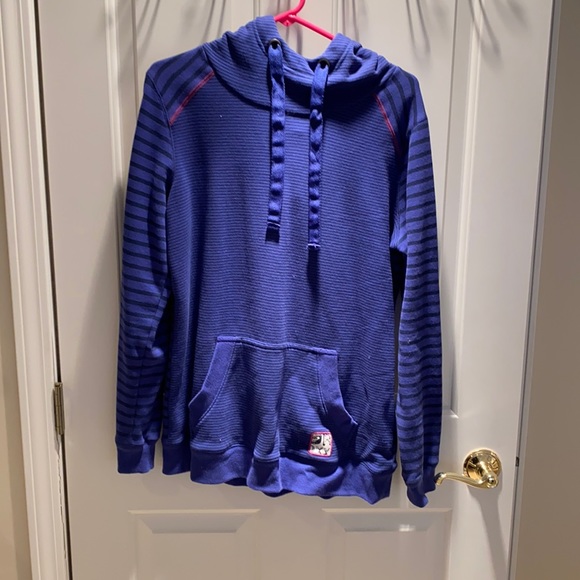 roxy blue and black stripped hooded sweatshirt, super soft, large - Picture 1 of 2